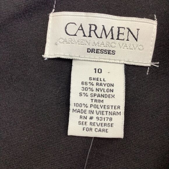 Carmen Marc Valvo Roma Midi Dress Women's 10 Sheath Ruffle Sleeveless Stretch - Picture 6 of 14